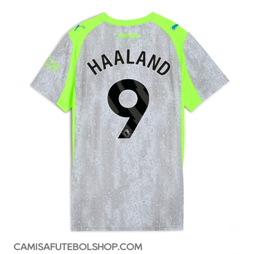Camisa de time de futebol Manchester City Erling Haaland #9 Replicas 3º Equipamento Feminina 2025-26 Manga Curta